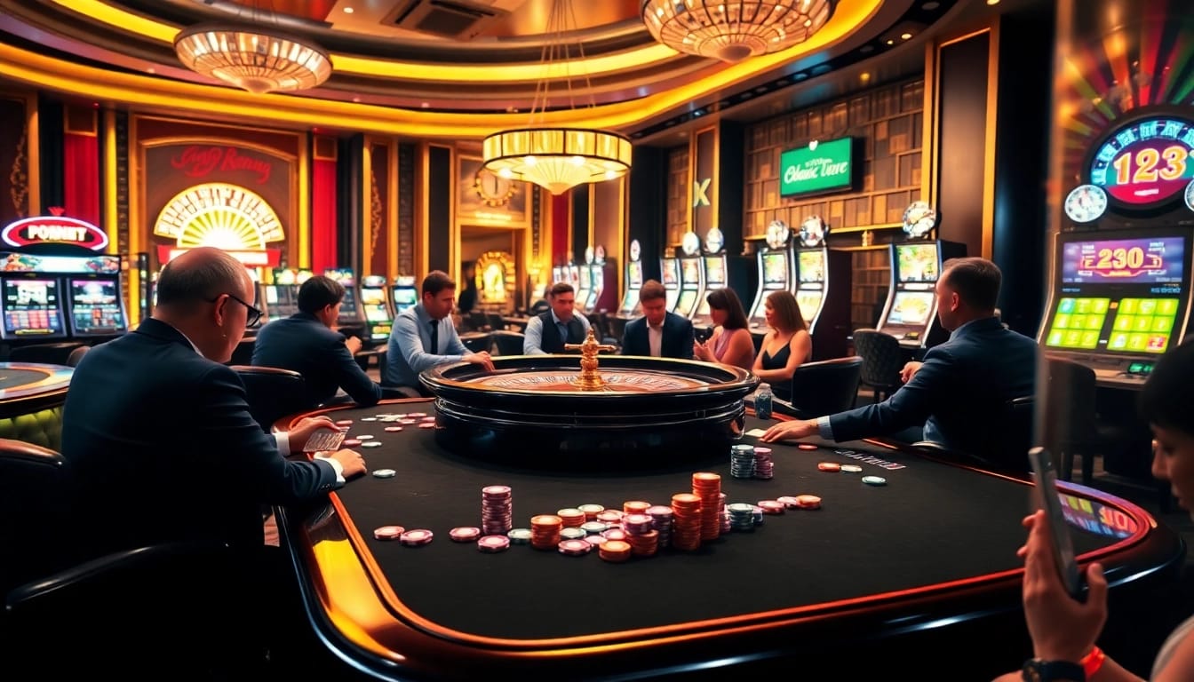 Experience trực tiếp bóng đá hôm nay with excitement at this beautiful casino scene showcasing high-stakes poker.