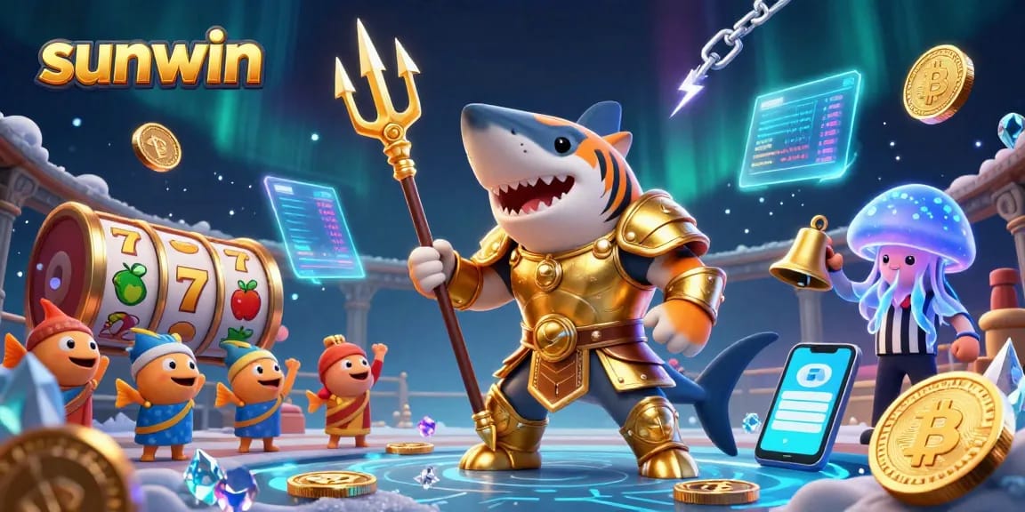 Experience casino excitement with sunwin as a tiger shark battles for glory amid colorful slot games.
