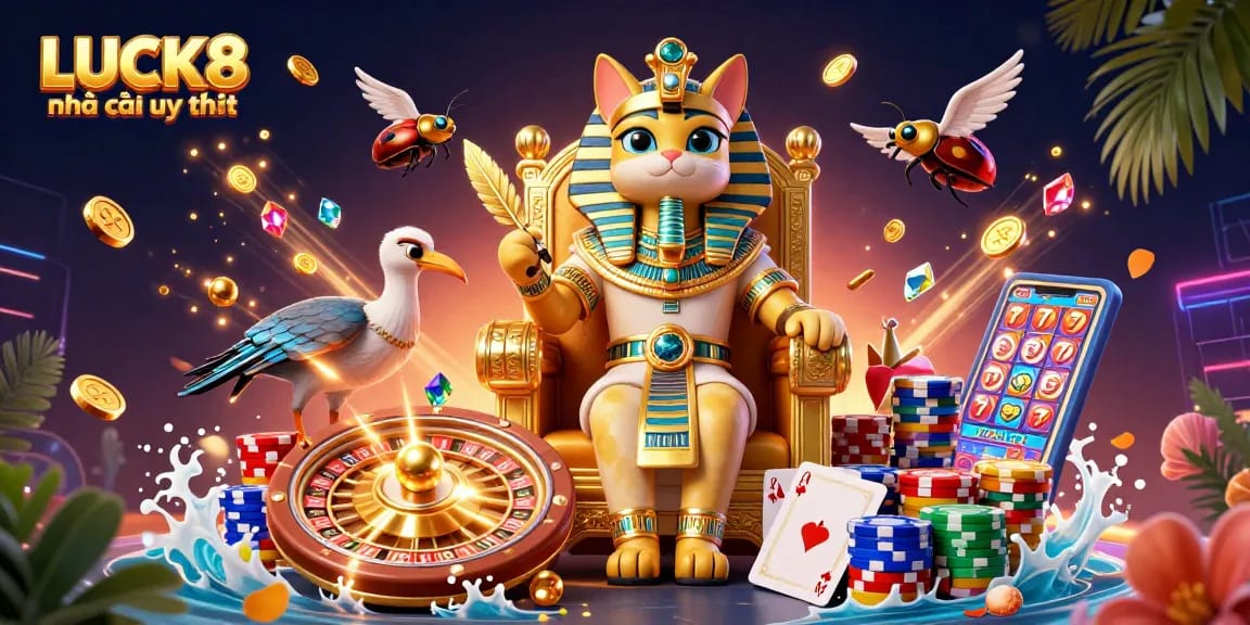 Experience excitement with LUCK8 nhà cái uy tín showcasing a vibrant 3D casino scene.