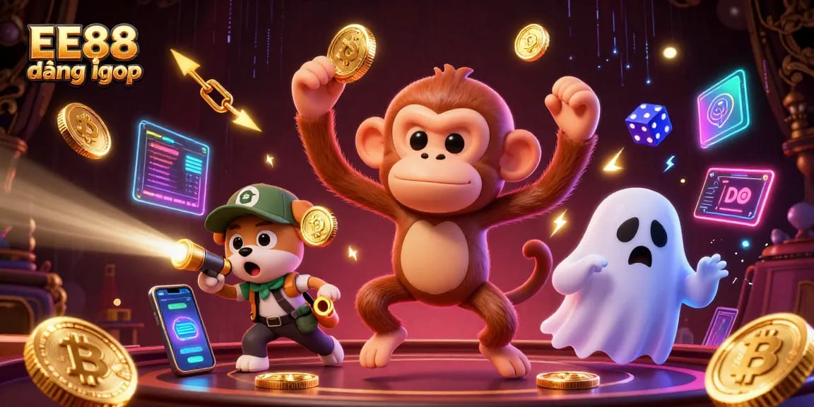 Experience EE88 đăng nhập with our exciting casino journey featuring a playful poltergeist monkey and its ghost-hunter puppy.