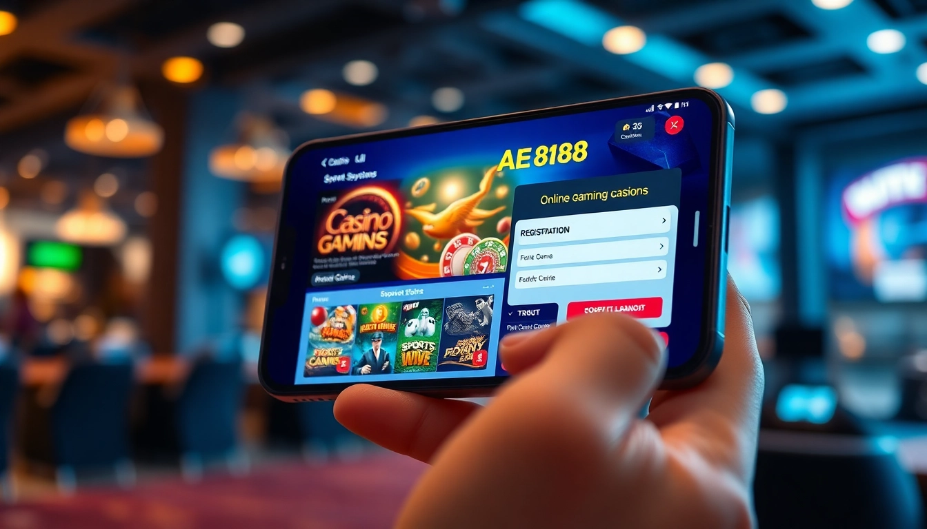 Hệ thống AE888 showcasing an engaging online gaming interface with casino games and sports betting.