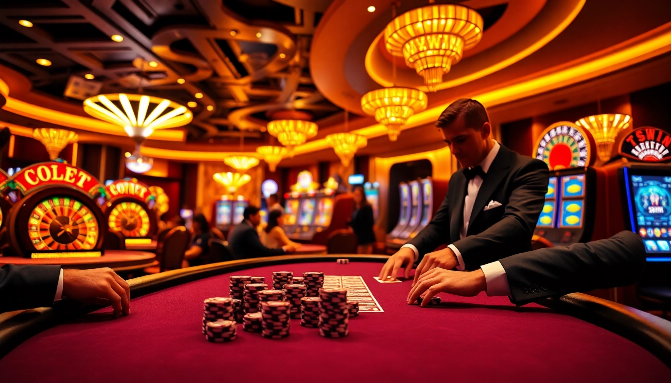 Players enjoying high-stakes poker and casino action at VSWIN, capturing moments of excitement.