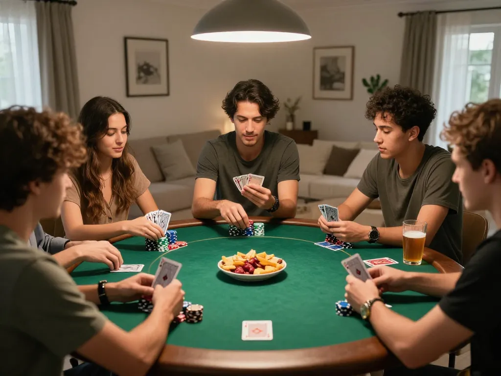 Players enjoying a friendly poker game using the 23win link for easy betting options