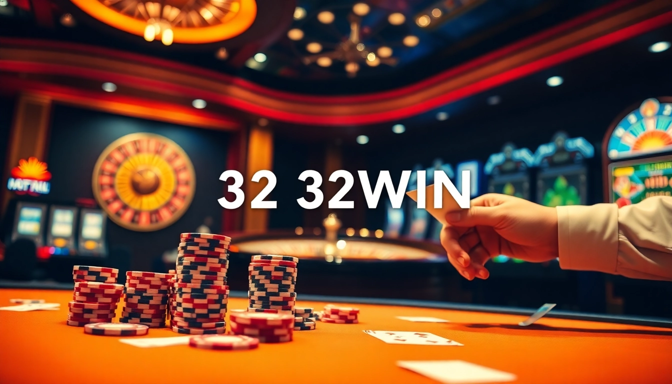 Experience thrilling gameplay at 32 WIN with a vibrant casino table and dynamic betting action.