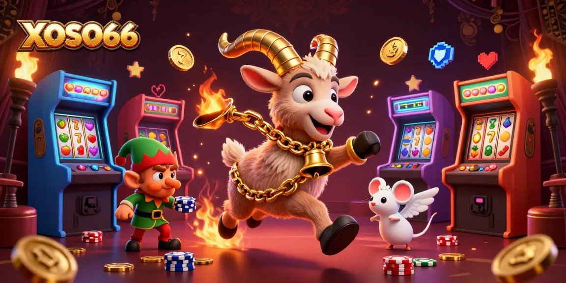 XOSO66 features a dynamic scene of a scary Krampus casino with greedy gremlins stealing poker chips.