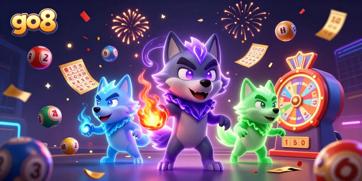 Engage with go8's dynamic lottery experience featuring vibrant characters and captivating effects.