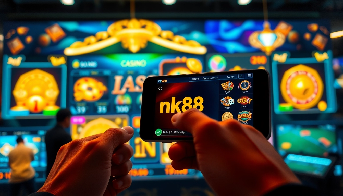 Engaging online gambling scene featuring nk88's modern user interface and vibrant games.