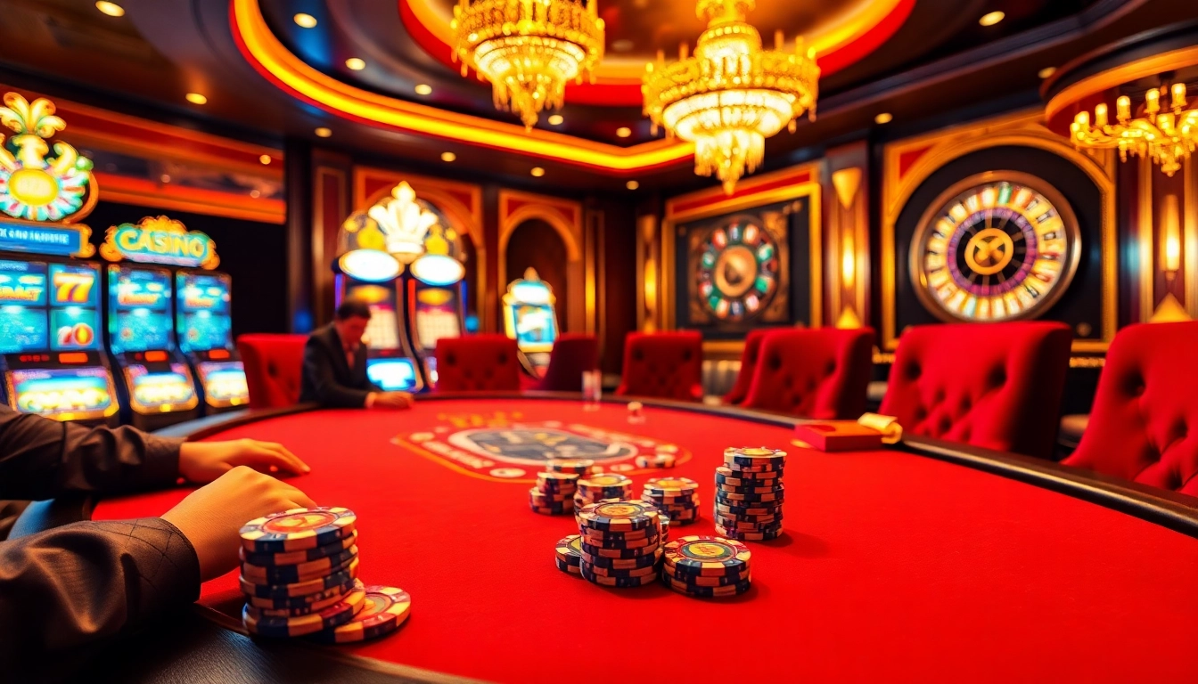 Engage in a thrilling poker game at a lively casino scene featuring elements of https://www.vaoluoitv.com/.
