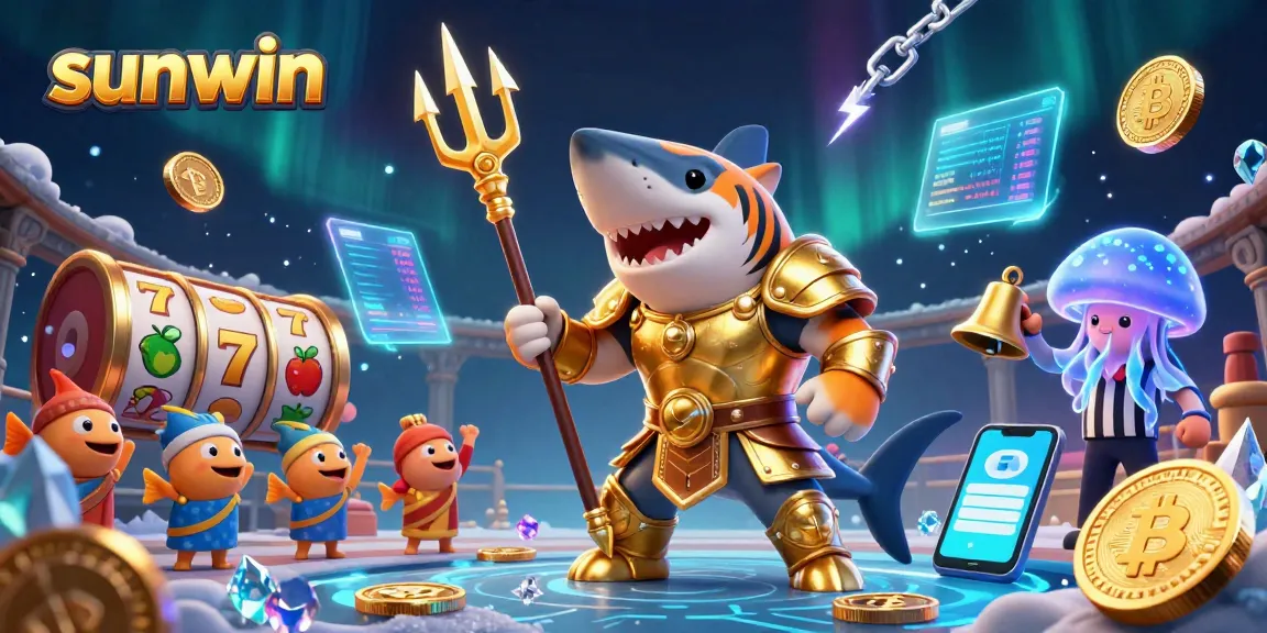 Experience casino excitement with sunwin as a tiger shark battles for glory amid colorful slot games.
