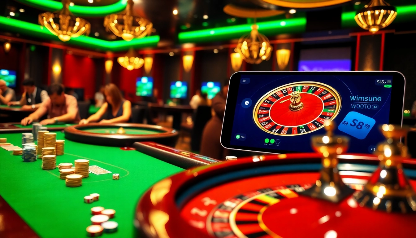 S8 poker players strategizing at a premium table with vibrant chips and a roulette wheel.