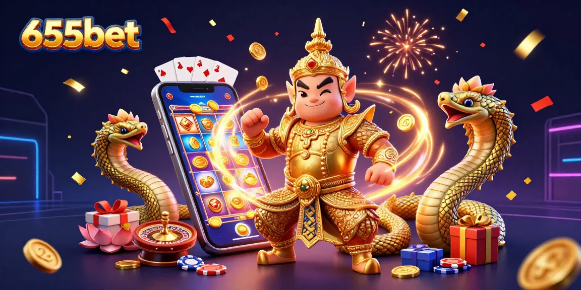 Experience thrilling casino games with 655bet in a stunning 3D scene featuring vibrant slot action.
