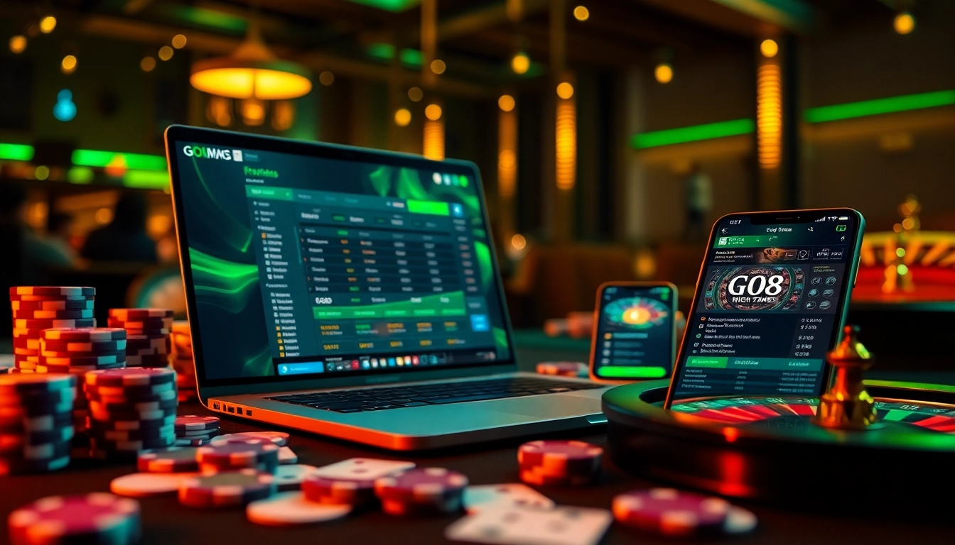 Engaging GO8 online betting environment with vibrant casino elements and modern technology.