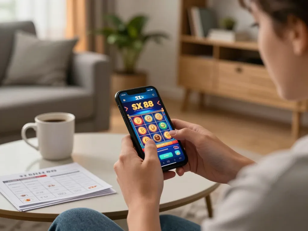 SX 88 mobile gaming experience with a player exploring casino games on their phone.
