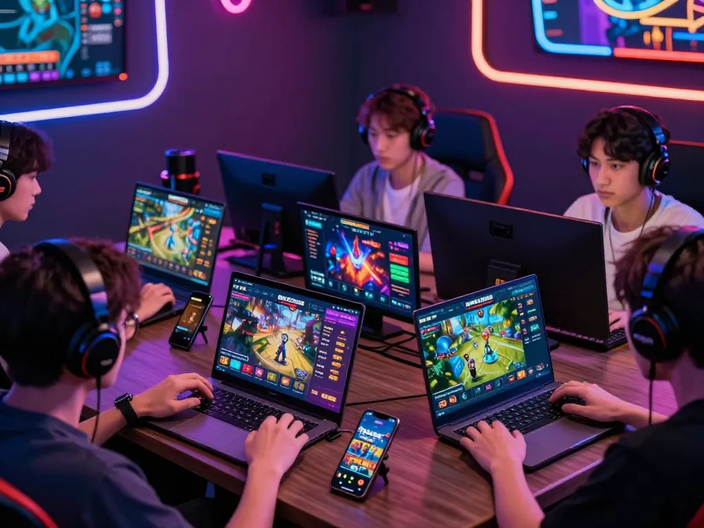 Dynamic players enjoying the BL555 gaming platform with exciting visuals and user-friendly interface.