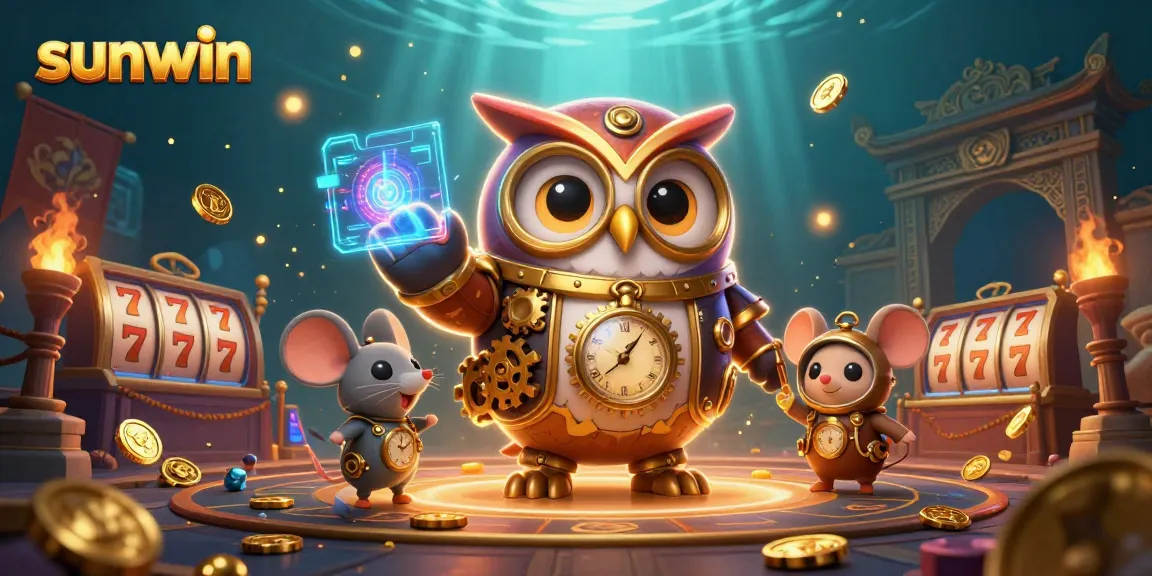Experience exciting slot action with sunwin in a colorful casino scene featuring an owl and mouse.
