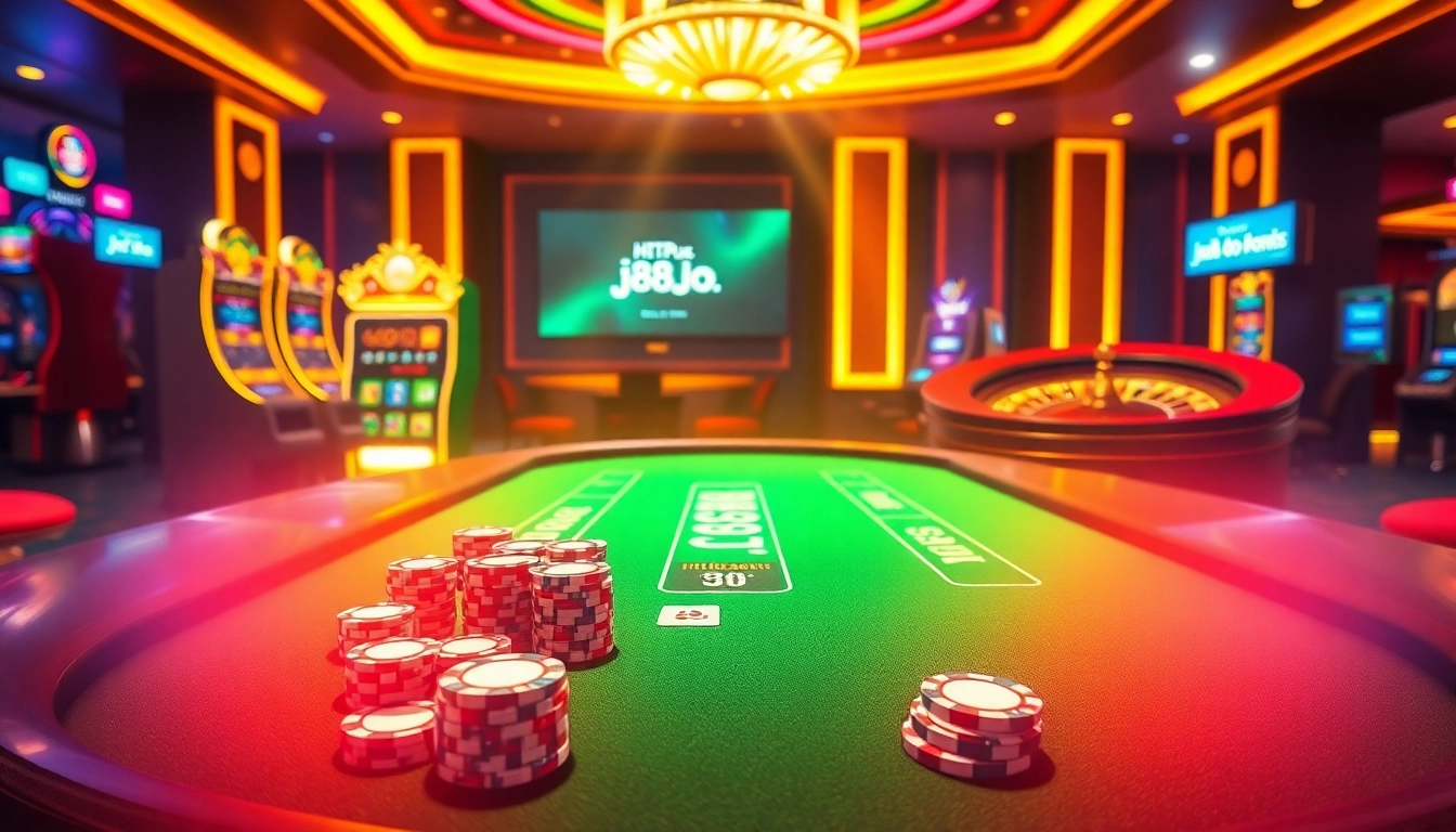Experience the excitement of online gambling with games at https://j88jo.net/ featuring vibrant casino tables and poker action.