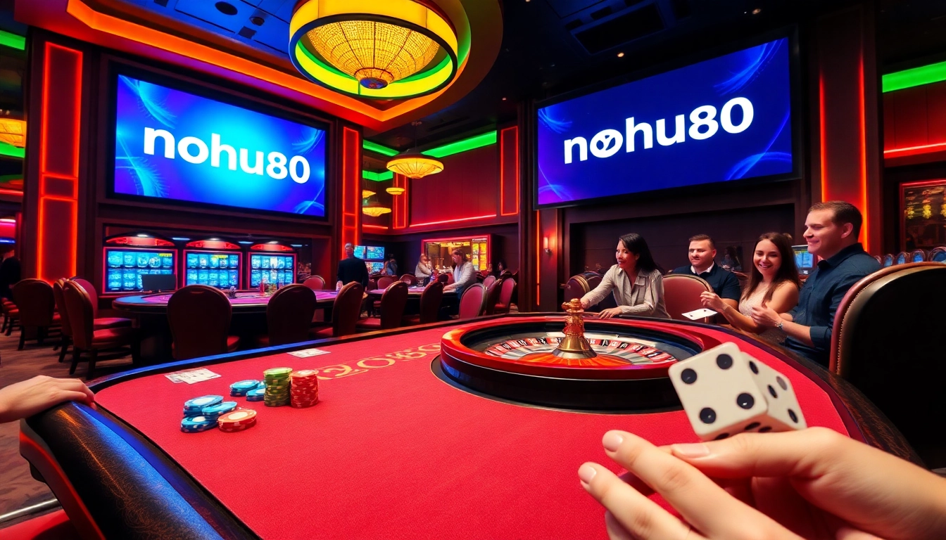 Experience thrilling gameplay at nohu90 with an exciting casino table scene.