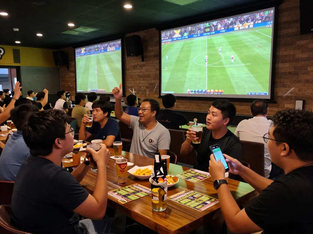 Xoilac sports fans celebrating a live match, showcasing excitement and dynamic engagement