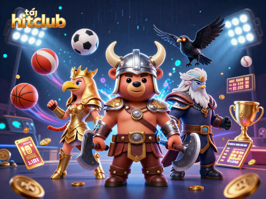 Engage in thrilling gameplay while exploring tải hitclub with characters and sports-themed elements.