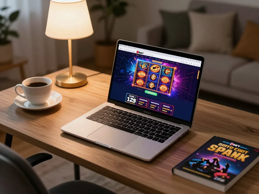 Players engaging in online casino action at 9bet with vibrant gaming interface and cozy home setting