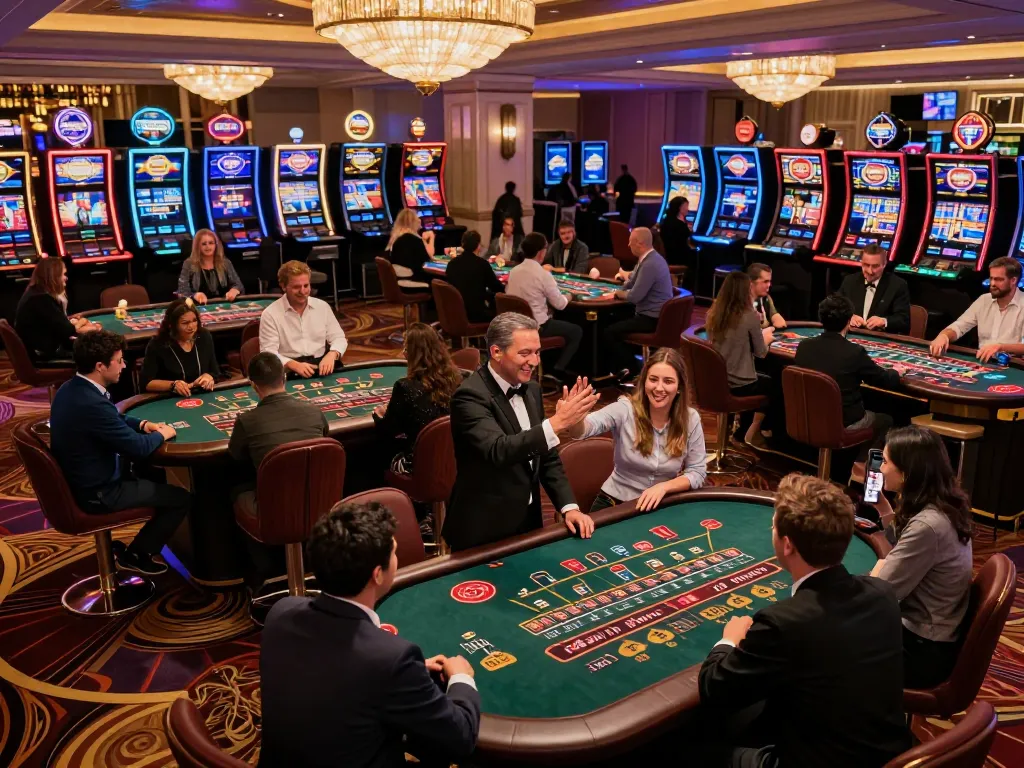 Players enjoy a lively casino atmosphere at B52club, engaging in thrilling table games.