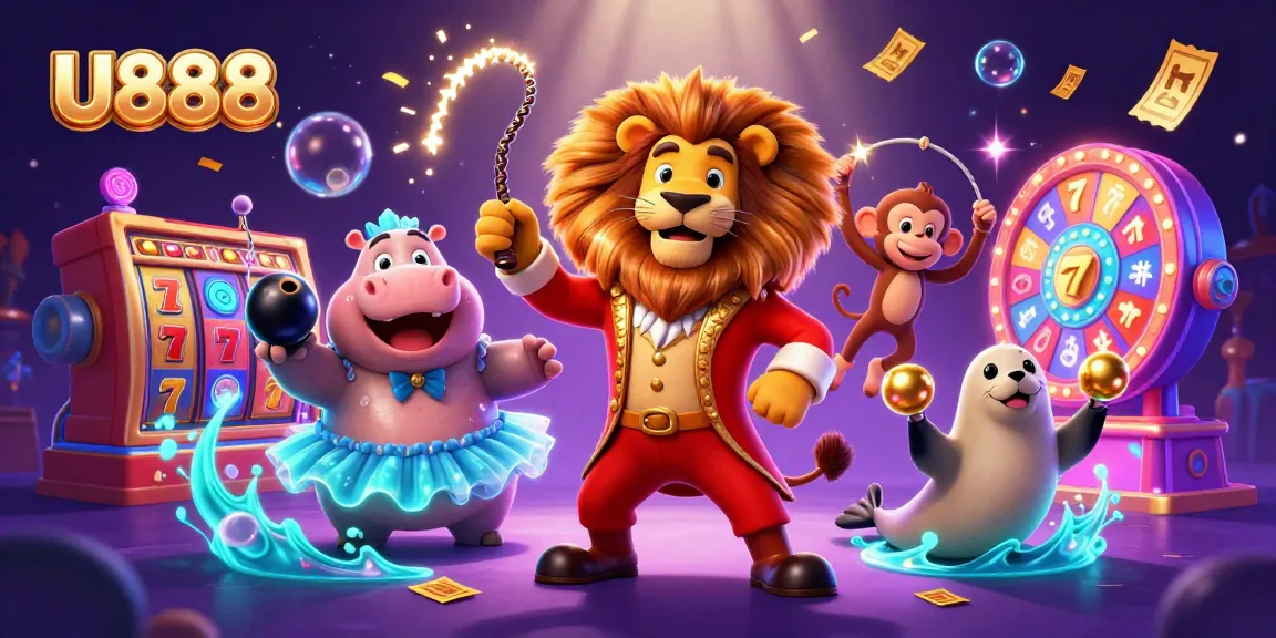 Spin the reels of U888 with vibrant characters in a lively casino atmosphere.