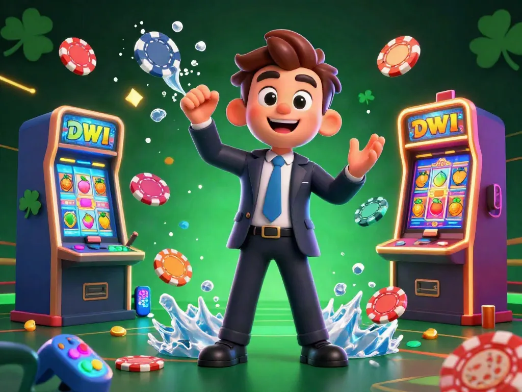 DWI lawyer showcasing strategies amidst vibrant casino games and neon poker chips