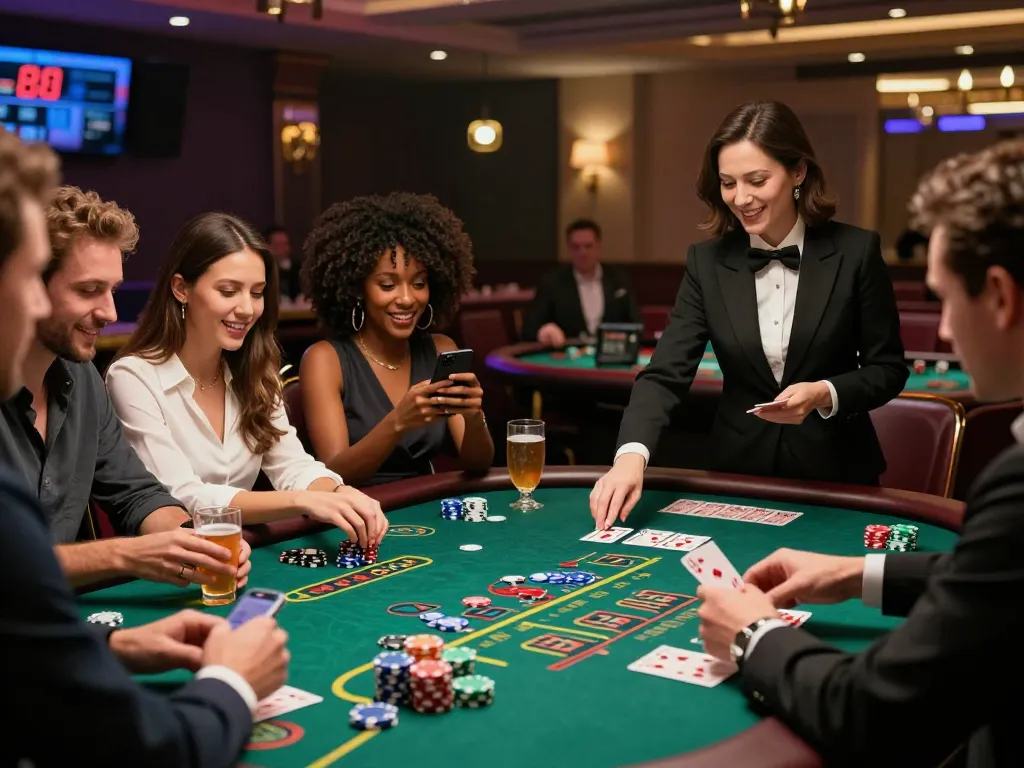 Thrilling live casino experience with players enjoying baccarat at https://bong99.pro/ with vibrant decor and excitement.