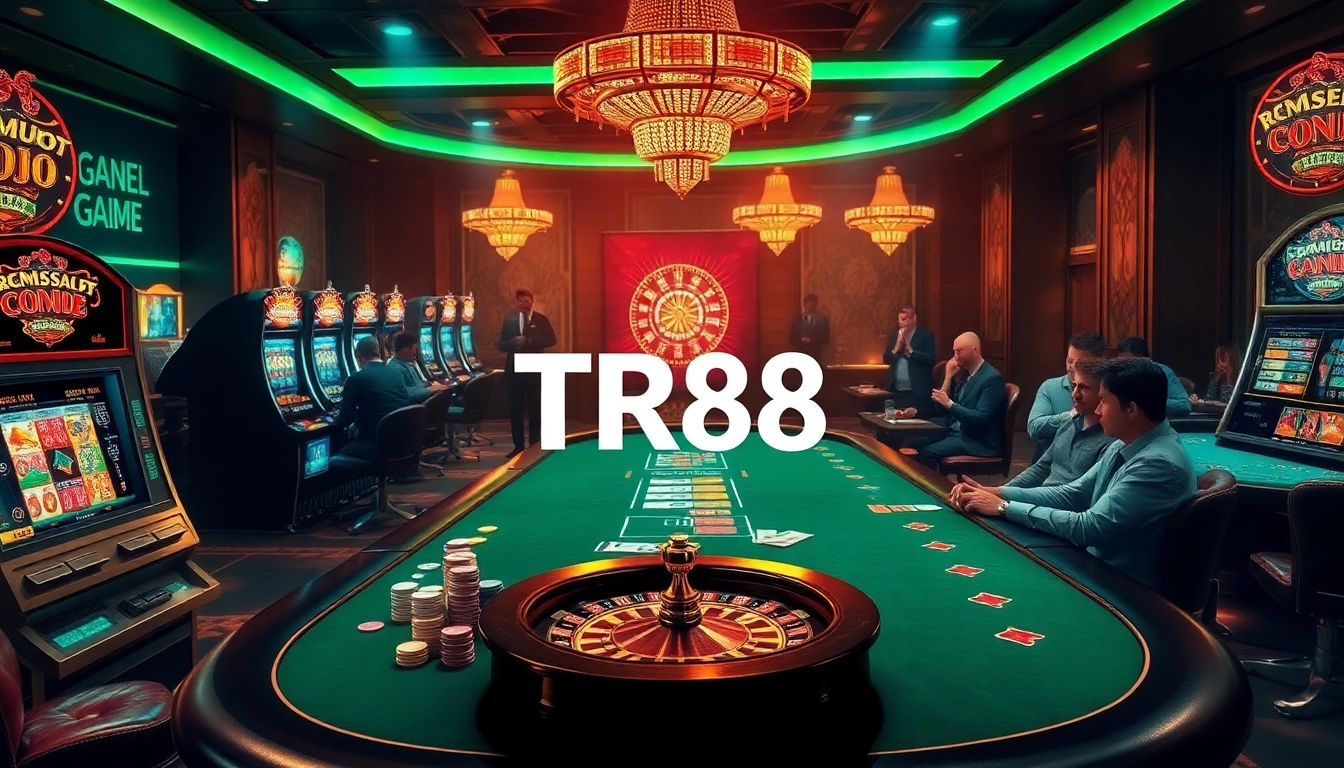 Experience TR88 excitement at a luxurious casino with vibrant slots, roulette, and poker.