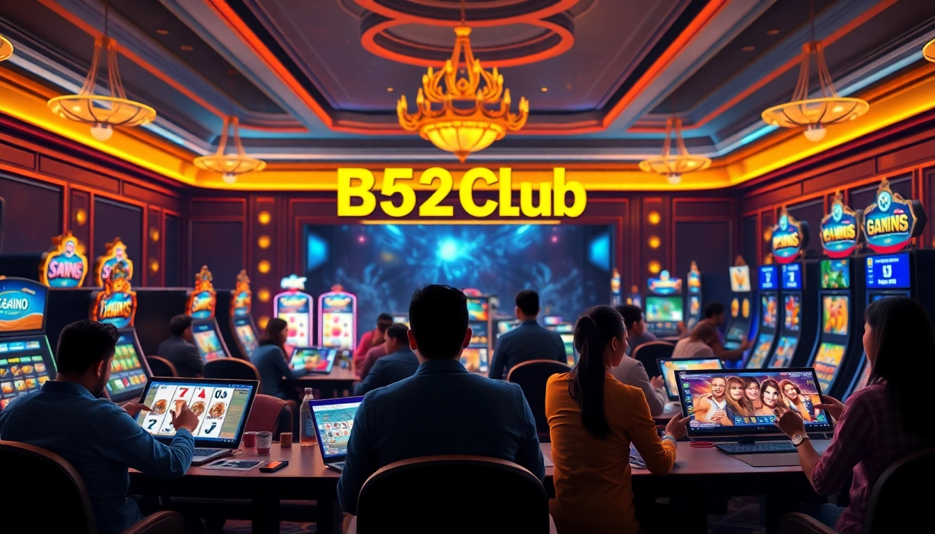B52Club online gaming experience showcasing diverse players and engaging casino atmosphere at https://b52clubb.com/ with vibrant colors.
