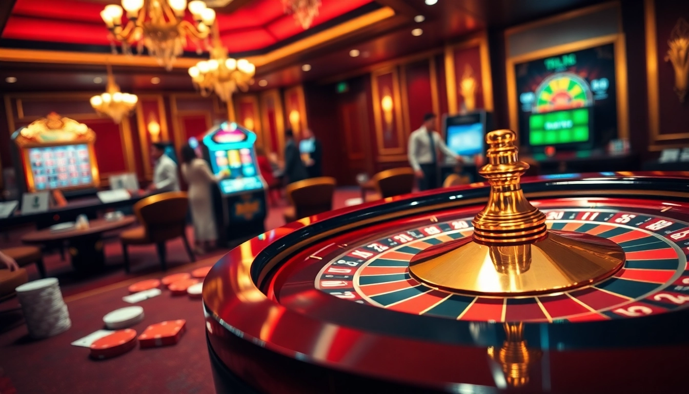 Experience the excitement of gambling at https://goal123.work/ with a luxurious roulette table and vibrant casino atmosphere.