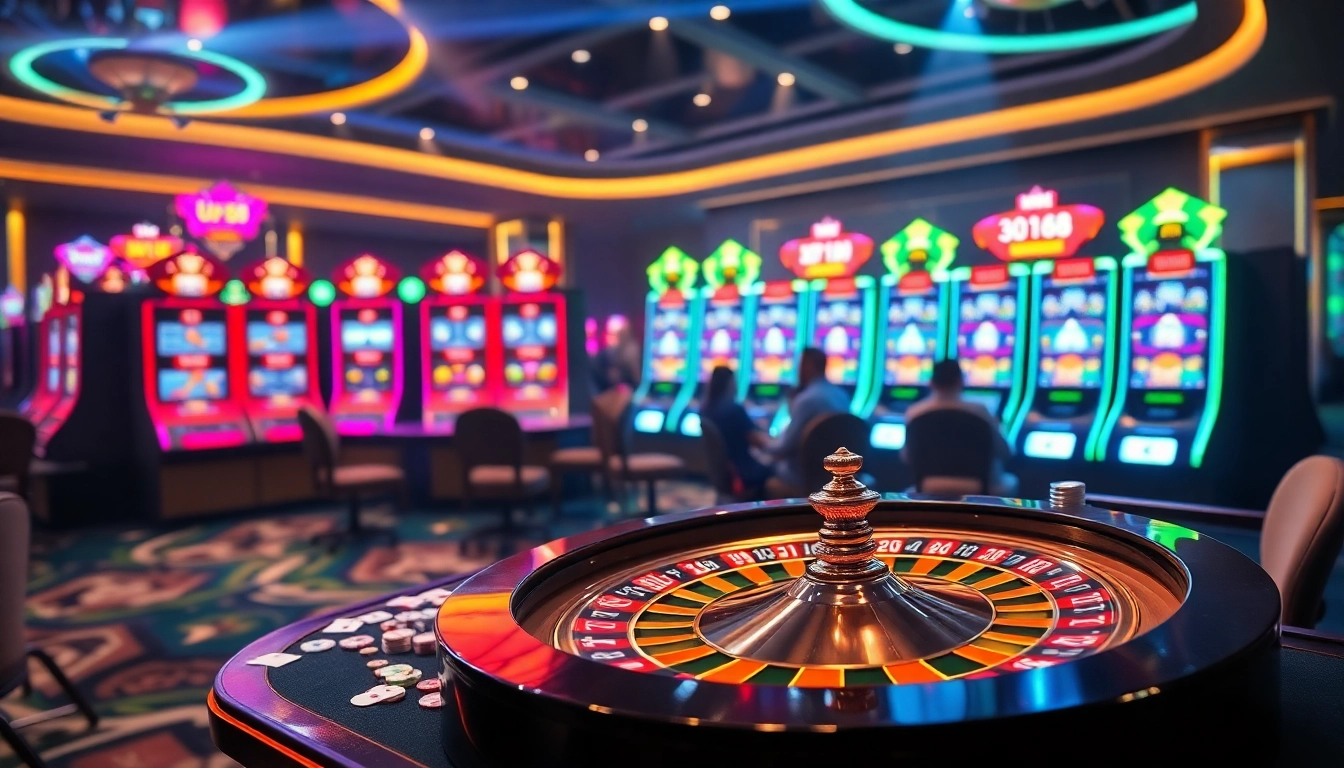Engaging players in excitement at U88 online casino with vibrant roulette and slot machines.
