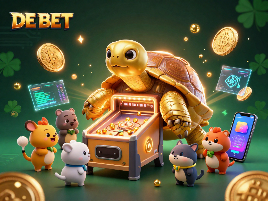 Experience thrilling gameplay and winning odds with DE BET in this vibrant casino illustration.