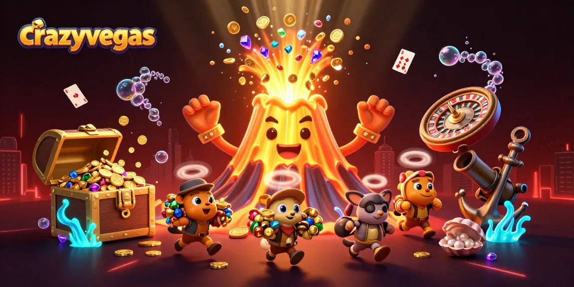 Spin to win at crazyvegas with a vibrant casino scene filled with treasures and excitement.