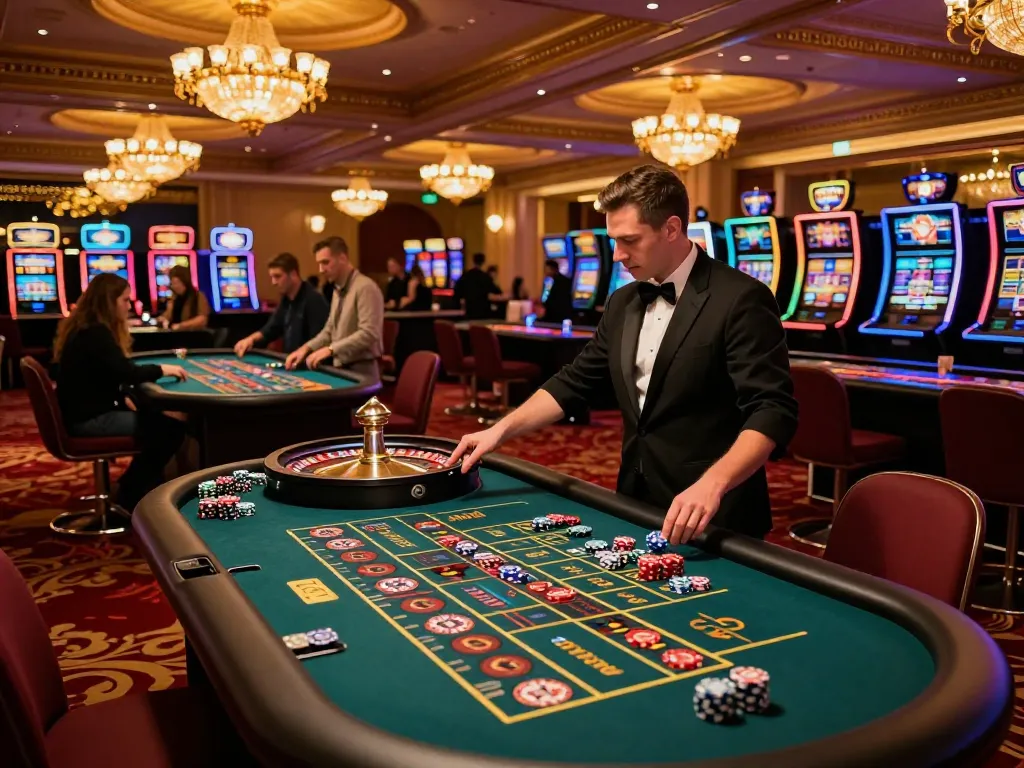 Exciting roulette gameplay scene at MB66 casino, showcasing players placing bets and a dealer spinning the wheel.