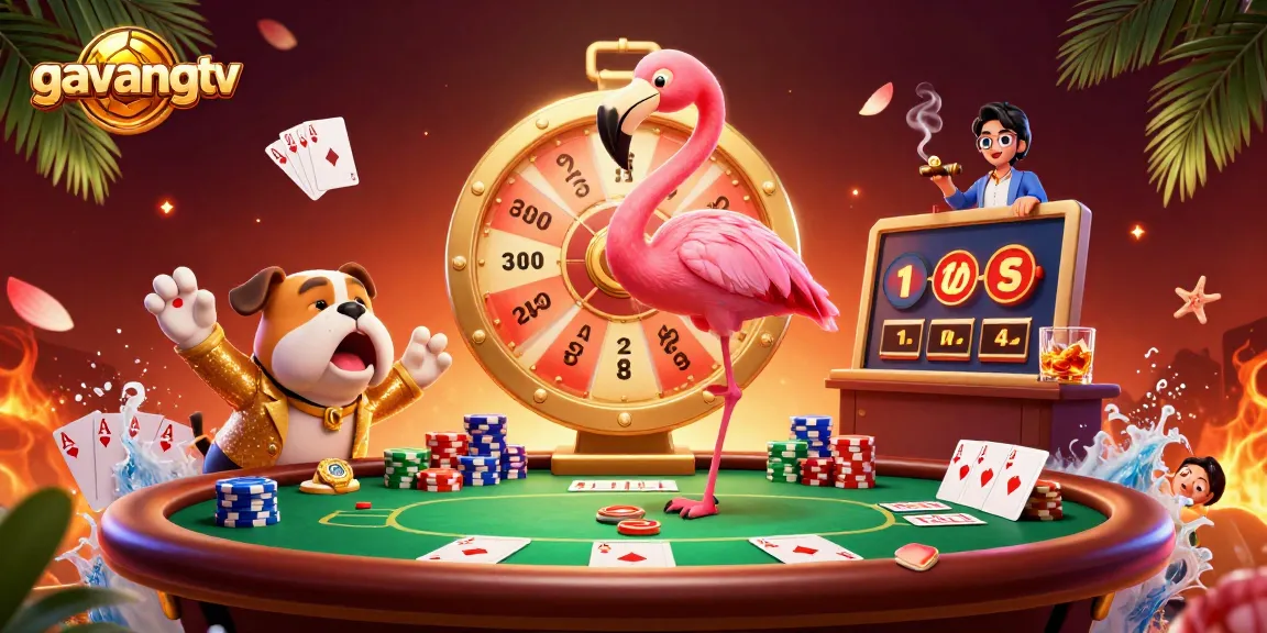 Engage with excitement at gavangtv's casino scene, showcasing rich poker elements and vibrant characters.