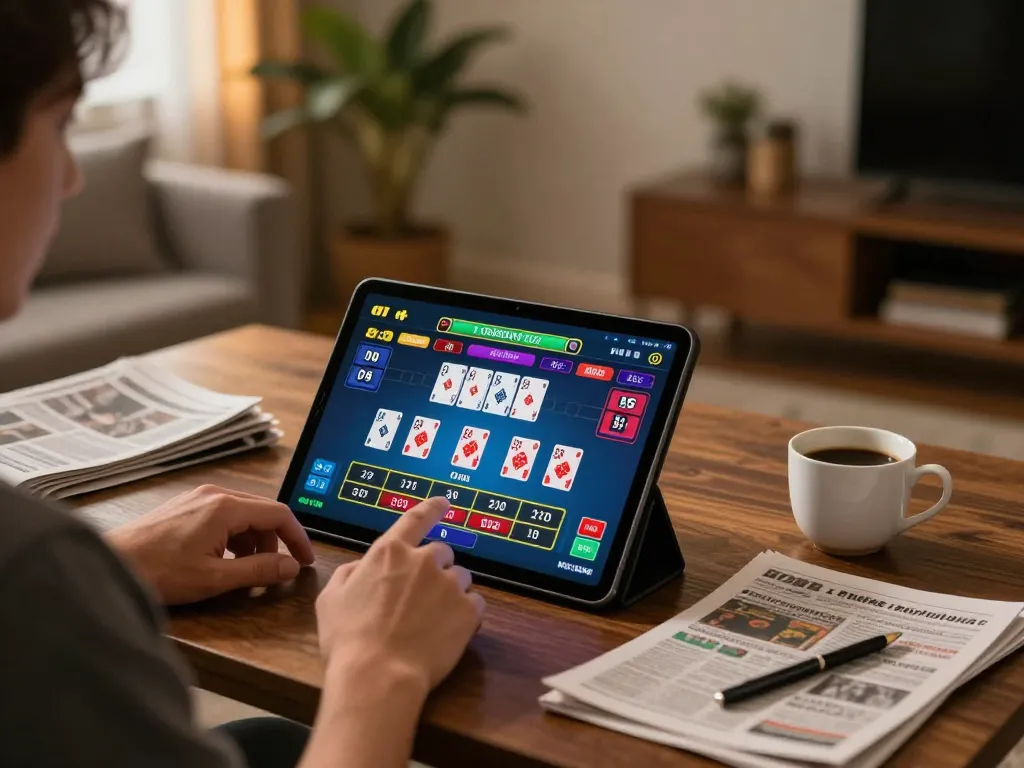 Engaging online baccarat gameplay scene at home, emphasizing xx88 and strategic betting.