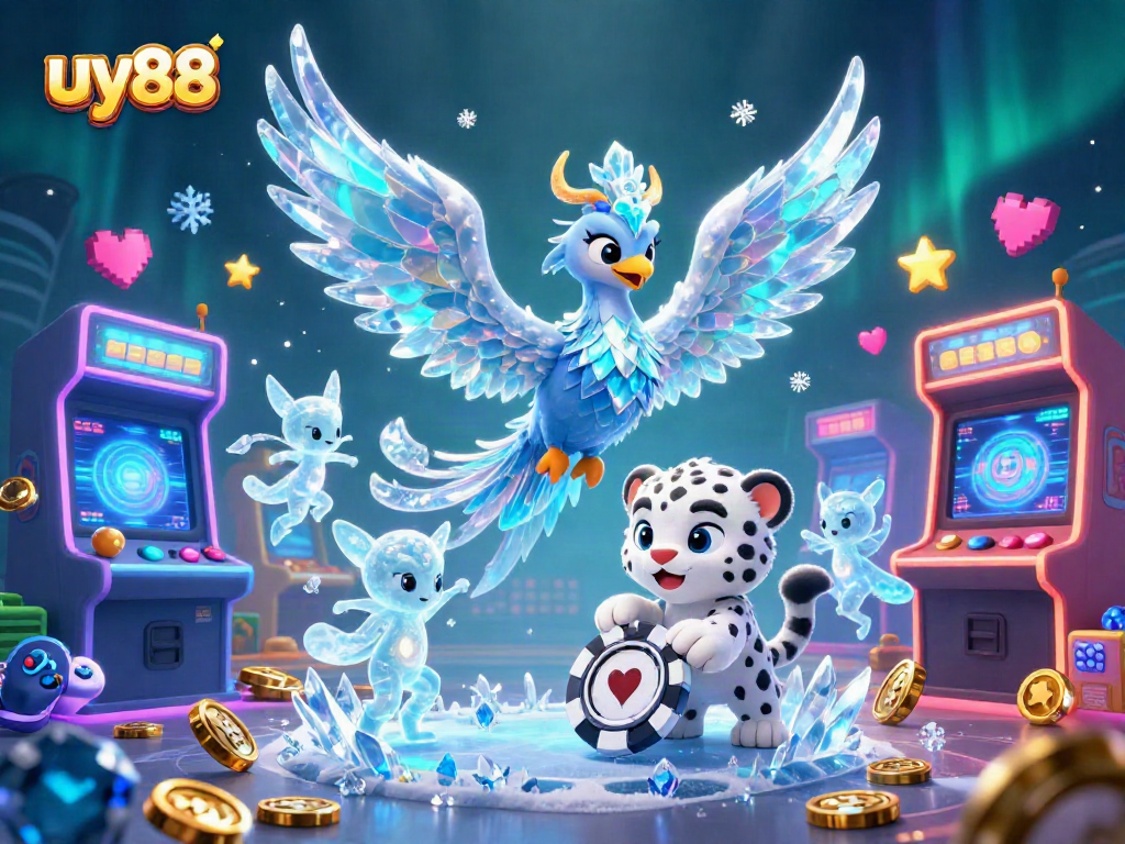 Experience thrilling gameplay with uy88's vibrant 3D casino scene featuring exciting characters and gaming elements.