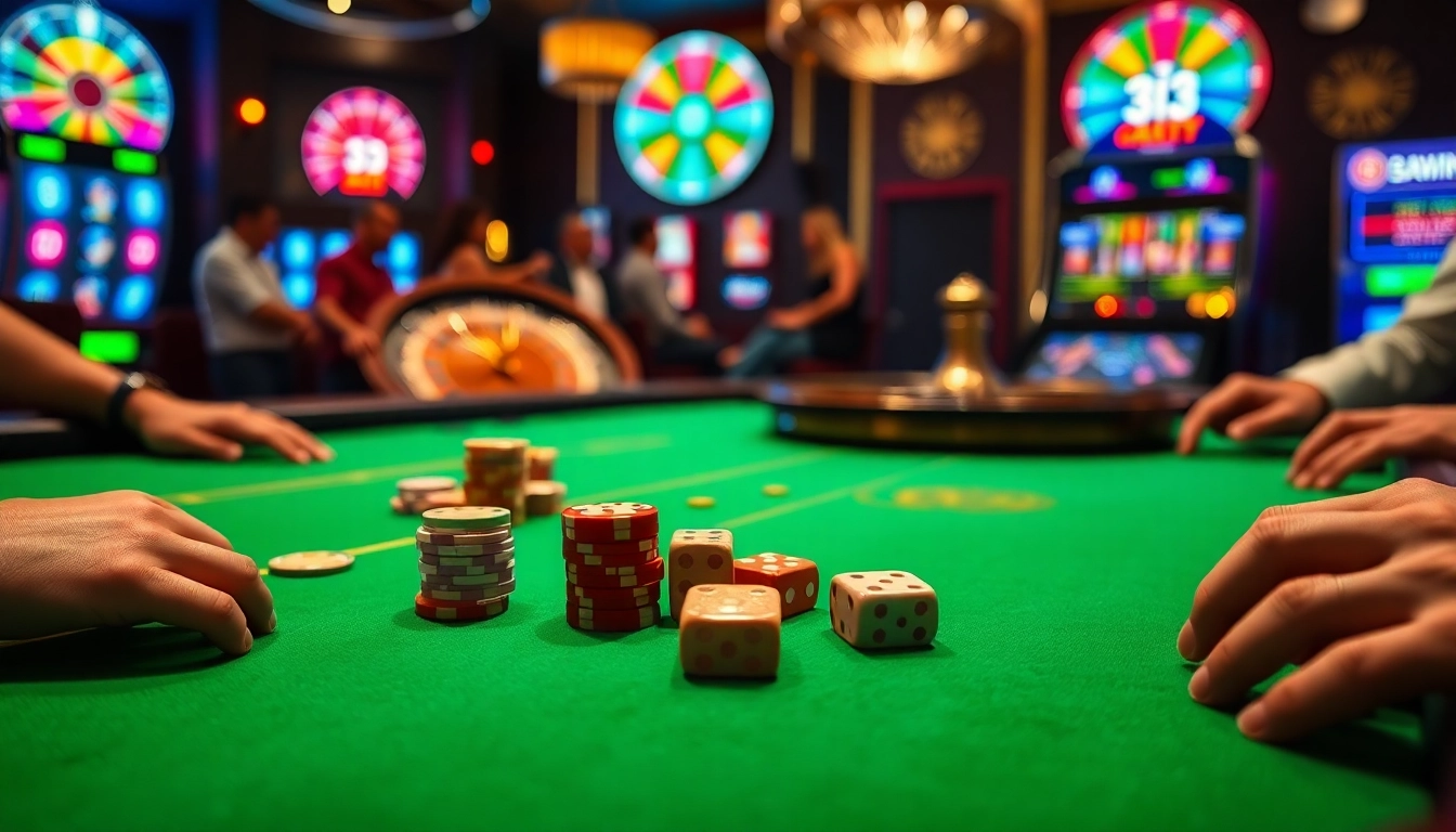 Gamble confidently with 33WIN at a luxurious casino table filled with excitement and vibrant colors.