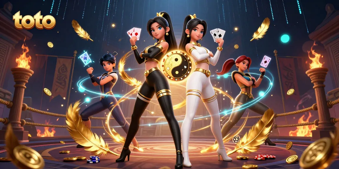 Engage with exciting toto gameplay by twin Asian women in dynamic casino setting.