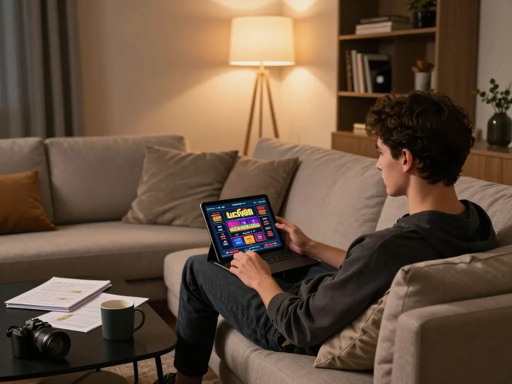 Engaged player utilizing lucky88 mobile app for strategic online gaming session