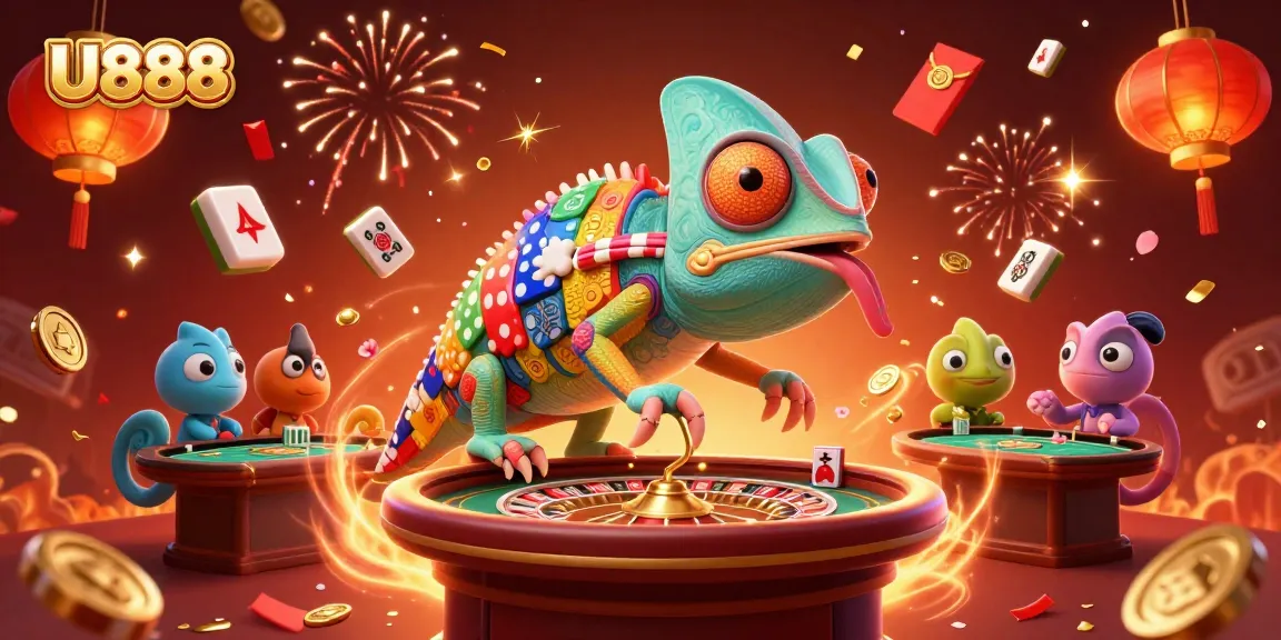 Engage with U888's dynamic gaming experience illustrated with a vibrant casino scene.