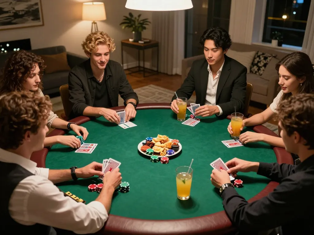 Friends enjoying a spirited poker game at home, showcasing RR88 ambiance and strategic gameplay moments.