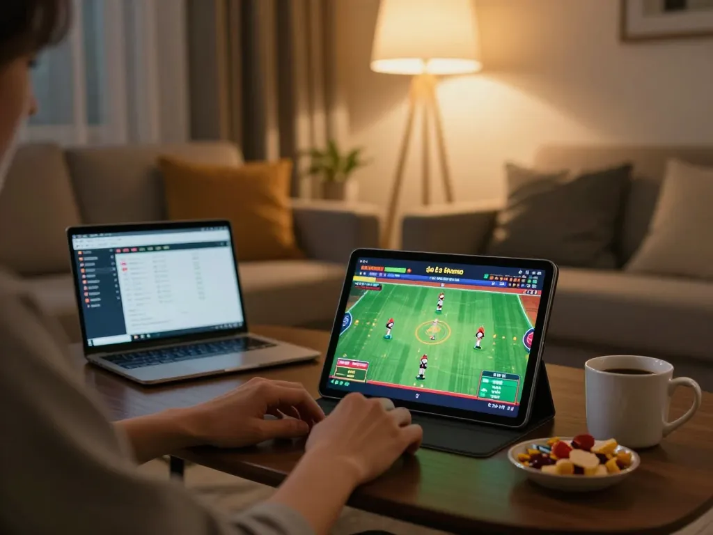 Engaging online đá gà thomo gameplay experience on a tablet in a cozy living room setting.