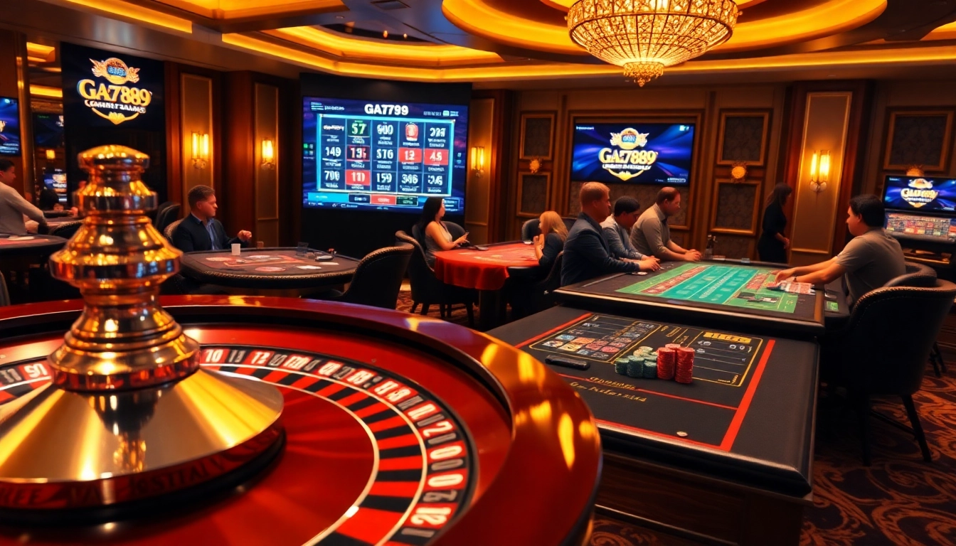 Experience the excitement of ga6789 online gambling with vibrant poker chips and roulette.