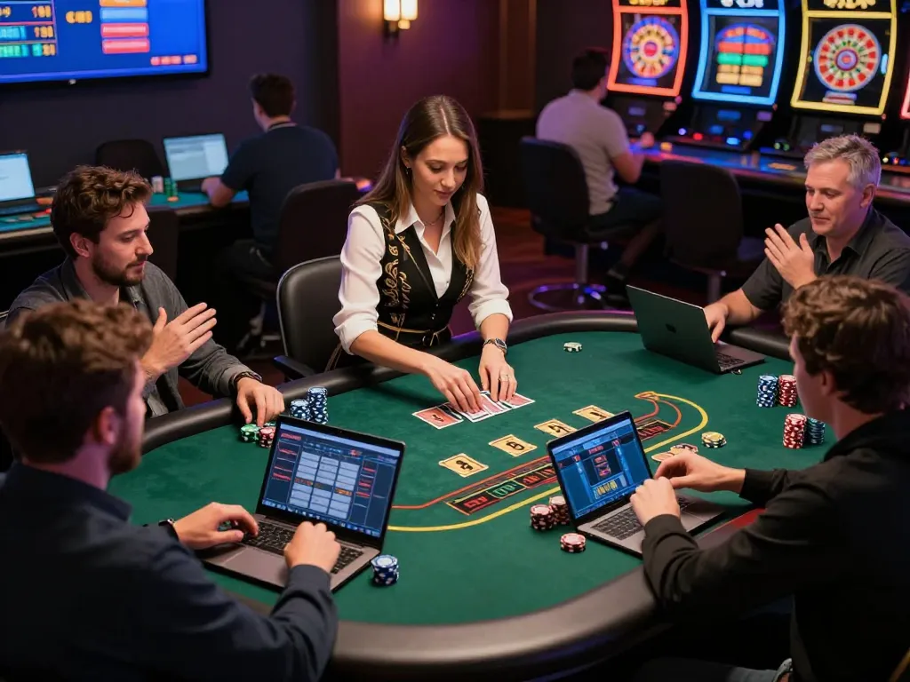 FC88 players engaging in a vibrant online blackjack session with professional dealers.