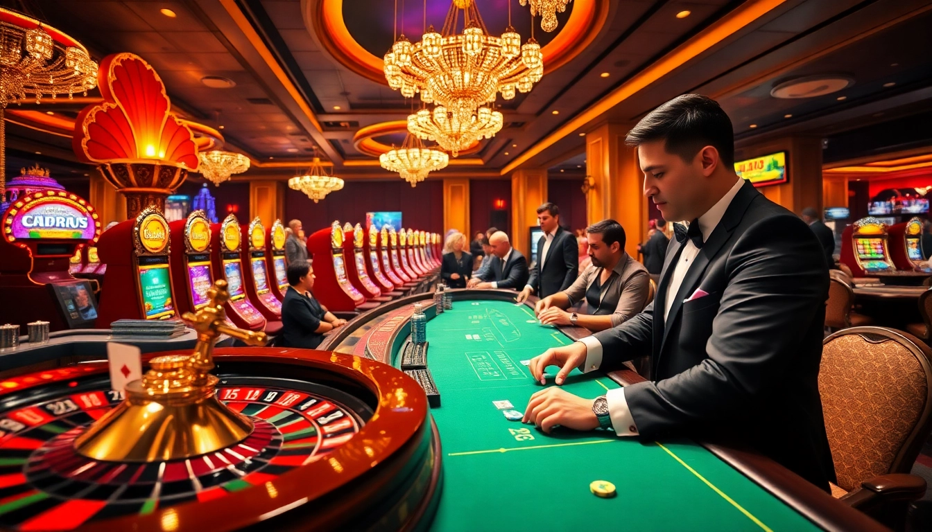 Players enjoying high-stakes games at rr88 com, emphasizing luxury and excitement in a casino setting.