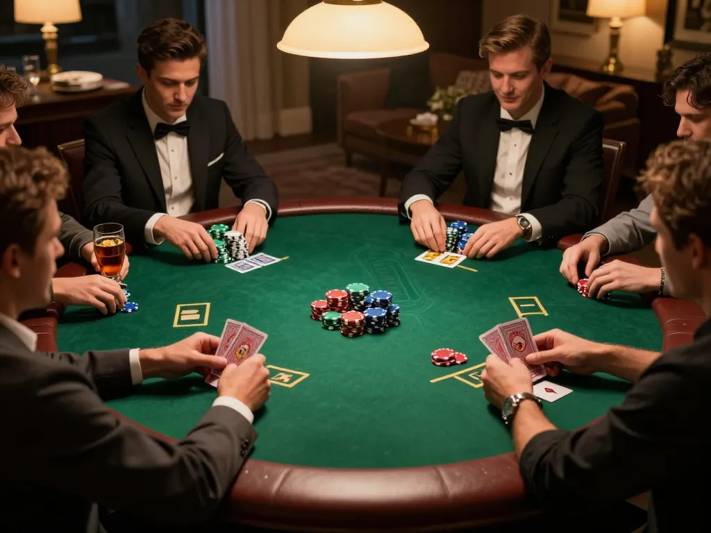 Players engage in an exciting game of poker at home with du88 chips and cards on the table
