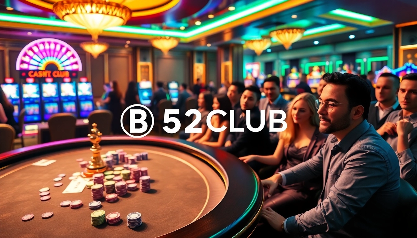 Thrilling casino excitement at B52CLUB with poker, roulette, and vibrant slot machines.