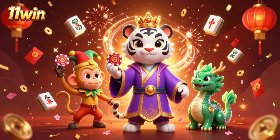 Experience exciting gameplay with 11win's vibrant casino-themed illustration featuring dynamic elements.